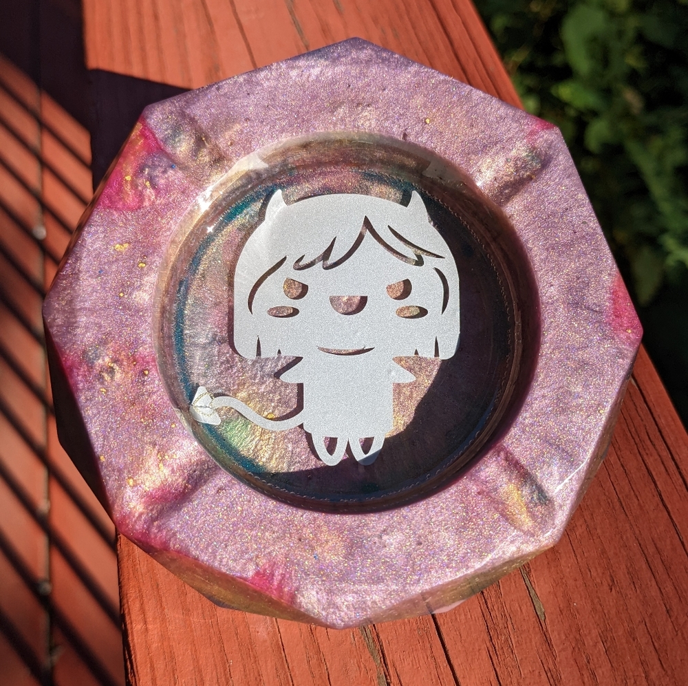 Devil Girl Sage Burn Bowl or Ashtray Handmade Resin Art Cute Goth Witchy - Picture 4 of 12